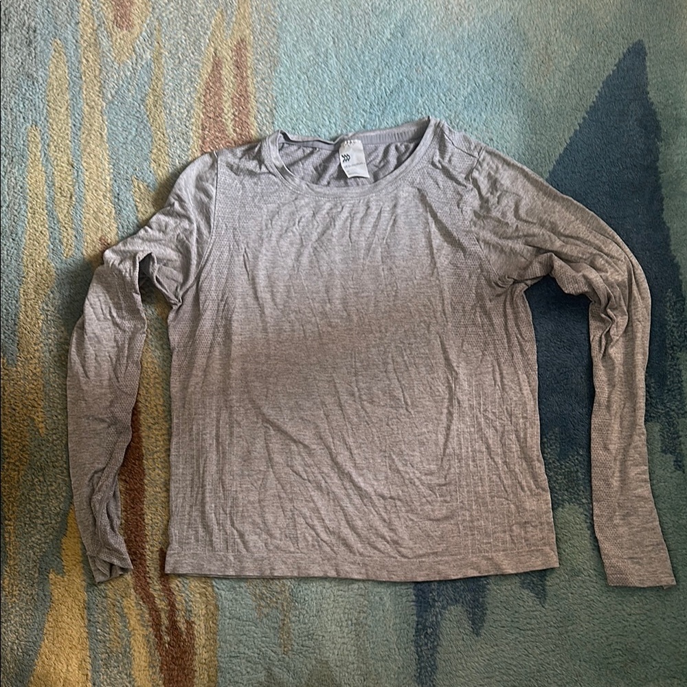 All in Motion Gray Fitted Long Sleeve Tee